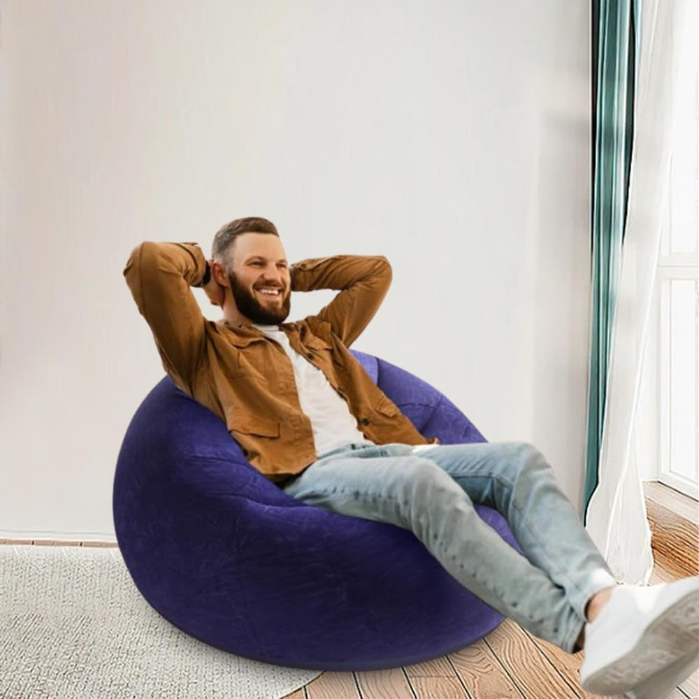 Inflatable Sofa with Air Pump, Inflatable Lounge Chair, Air Couch Footrest, Lazy Necessity Furniture, Gaming Reading