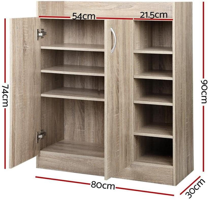 Shoe Rack Storage Cabinet Wooden Organiser Shelf 21 Pairs Cupboard Organizer Footwear Organization Space Saving Home Furniture Closet Entryway Hallway Bedroom Durable Sturdy Easy