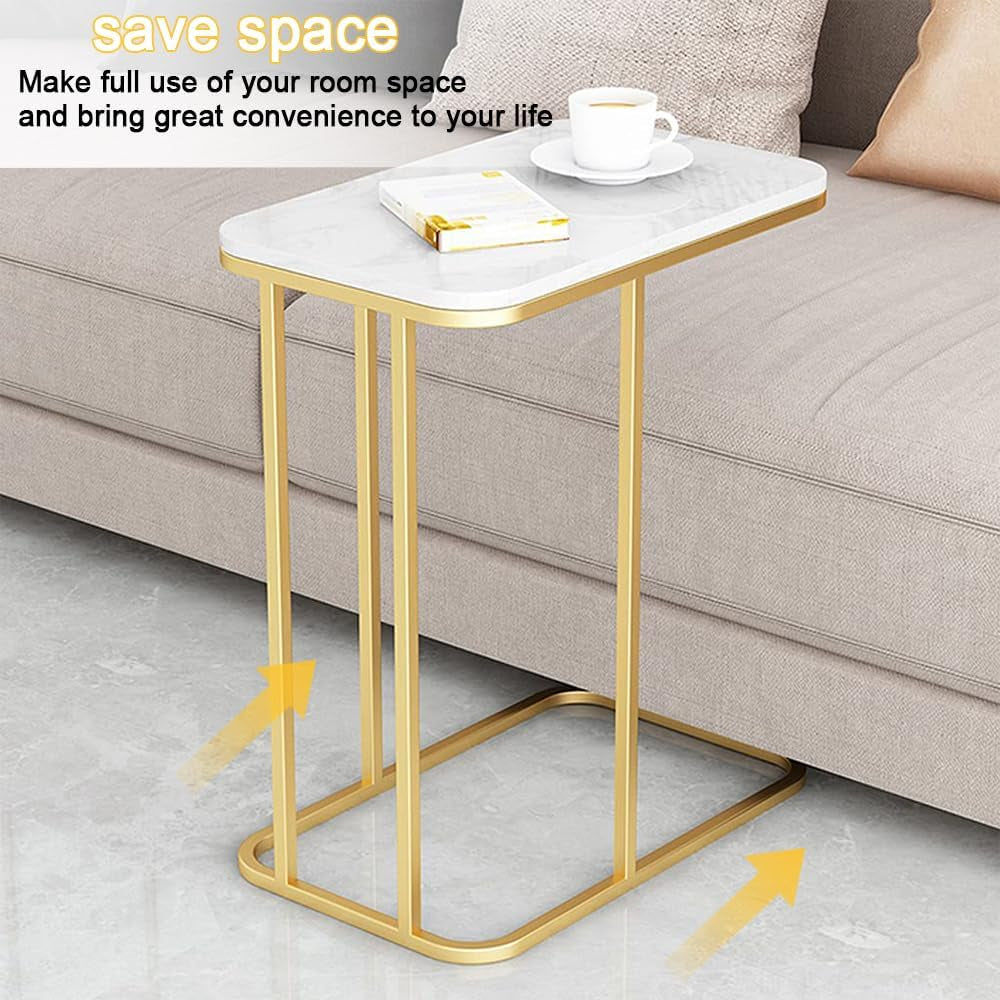 Coffee Tables for Living Room round End Side Tables Sofa Table Modern Marble Nesting Table with Metal Frame Legs (White)