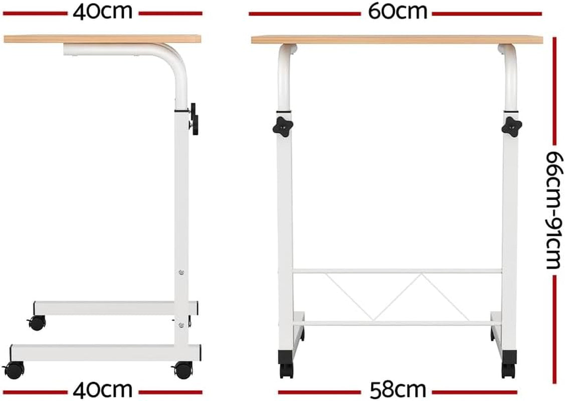 Laptop Table, Small Stand Desk Desktop Computer Standing Study Desks Bed Side Tables Home Office Travel Studio Furniture, Portable Wooden 360° Rotating Lockable Caster Wheels Oak