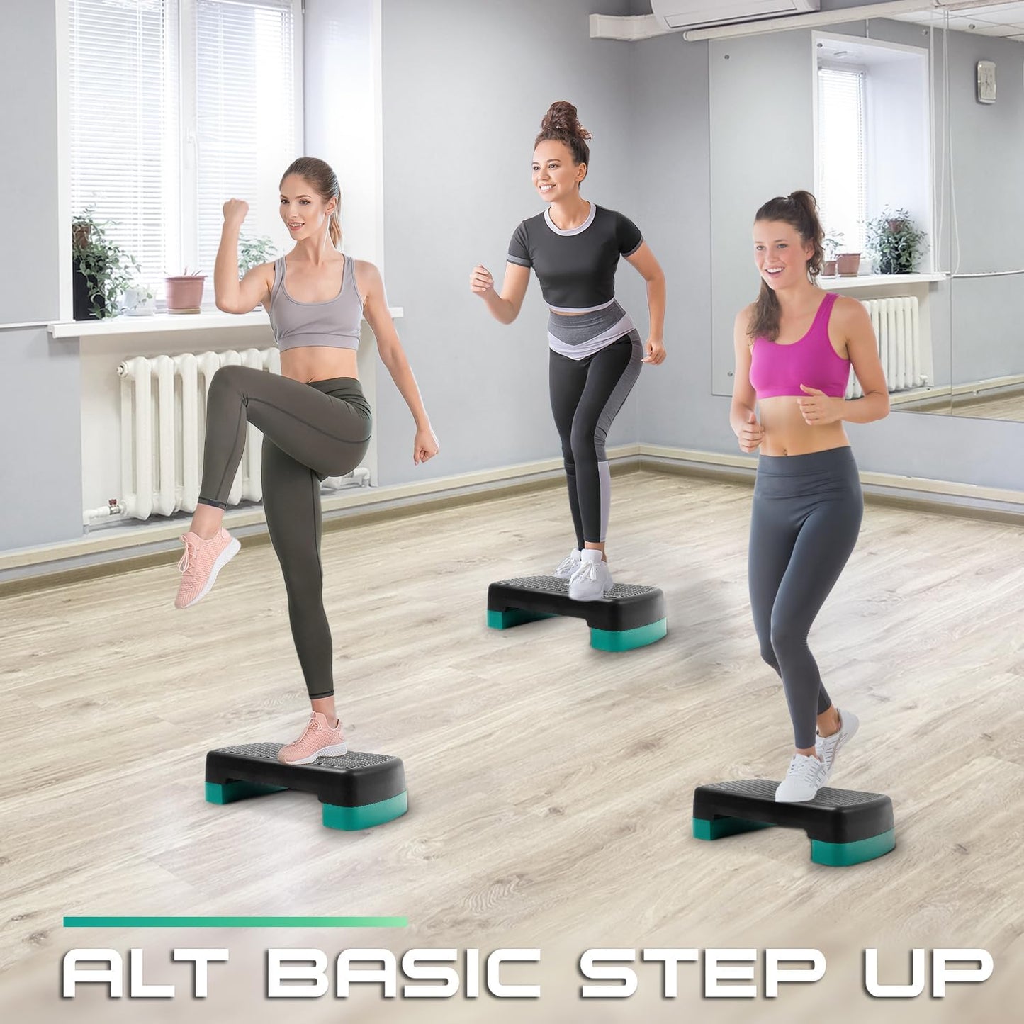 Aerobic Exercise Step Platform, 18Inch with 4" 6" Adjustable Height Risers for Home Gym Fitness Workout