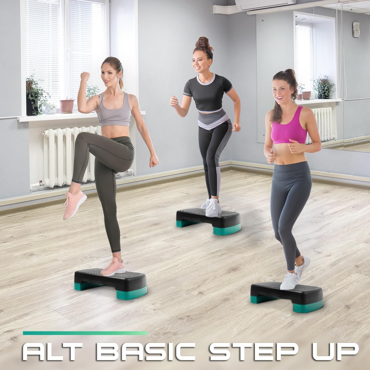 Aerobic Exercise Step Platform, 18Inch with 4" 6" Adjustable Height Risers for Home Gym Fitness Workout