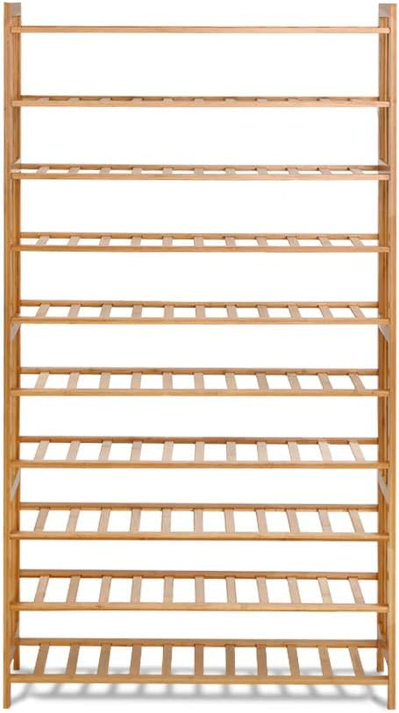 Shoe Rack, 10 Tier Bamboo Wooden Shoe Storage 50 Pairs Organiser, Free Standing Shoes Rack Organizer Space Saving Shoe Shelf for Closet Hallway Entryway