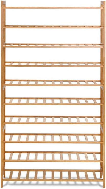 Shoe Rack, 10 Tier Bamboo Wooden Shoe Storage 50 Pairs Organiser, Free Standing Shoes Rack Organizer Space Saving Shoe Shelf for Closet Hallway Entryway
