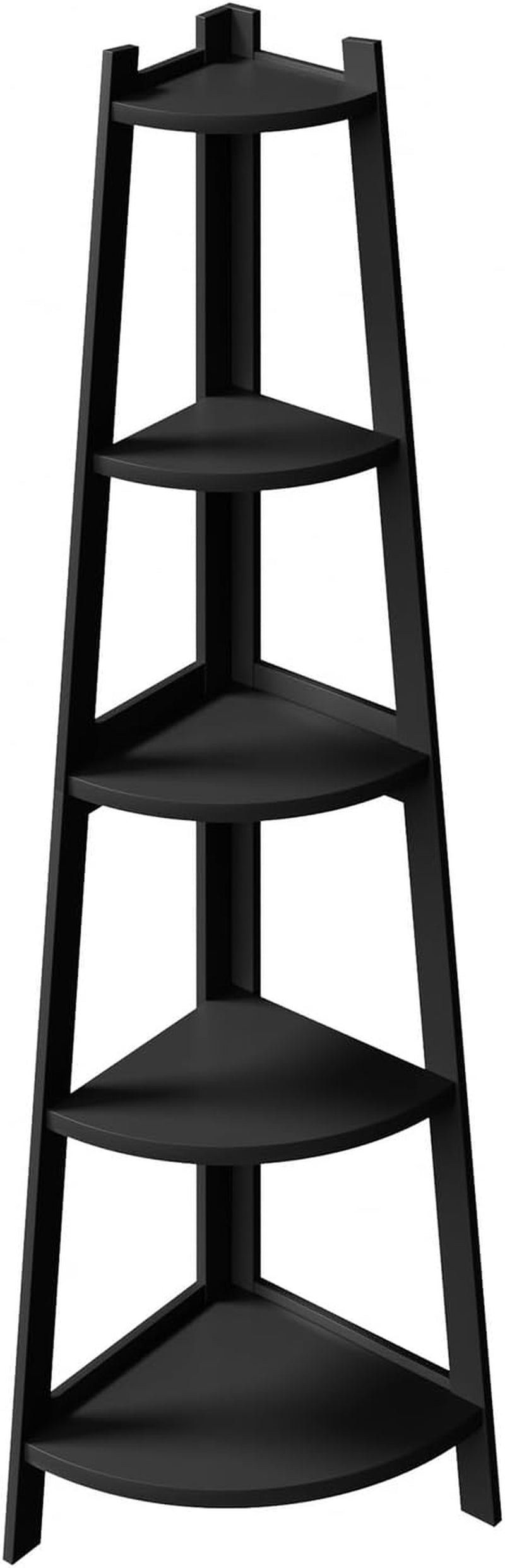 Ladder Shelf 5 Tier Corner Bookshelf Home Book Shelf Display Stand Shelf Black