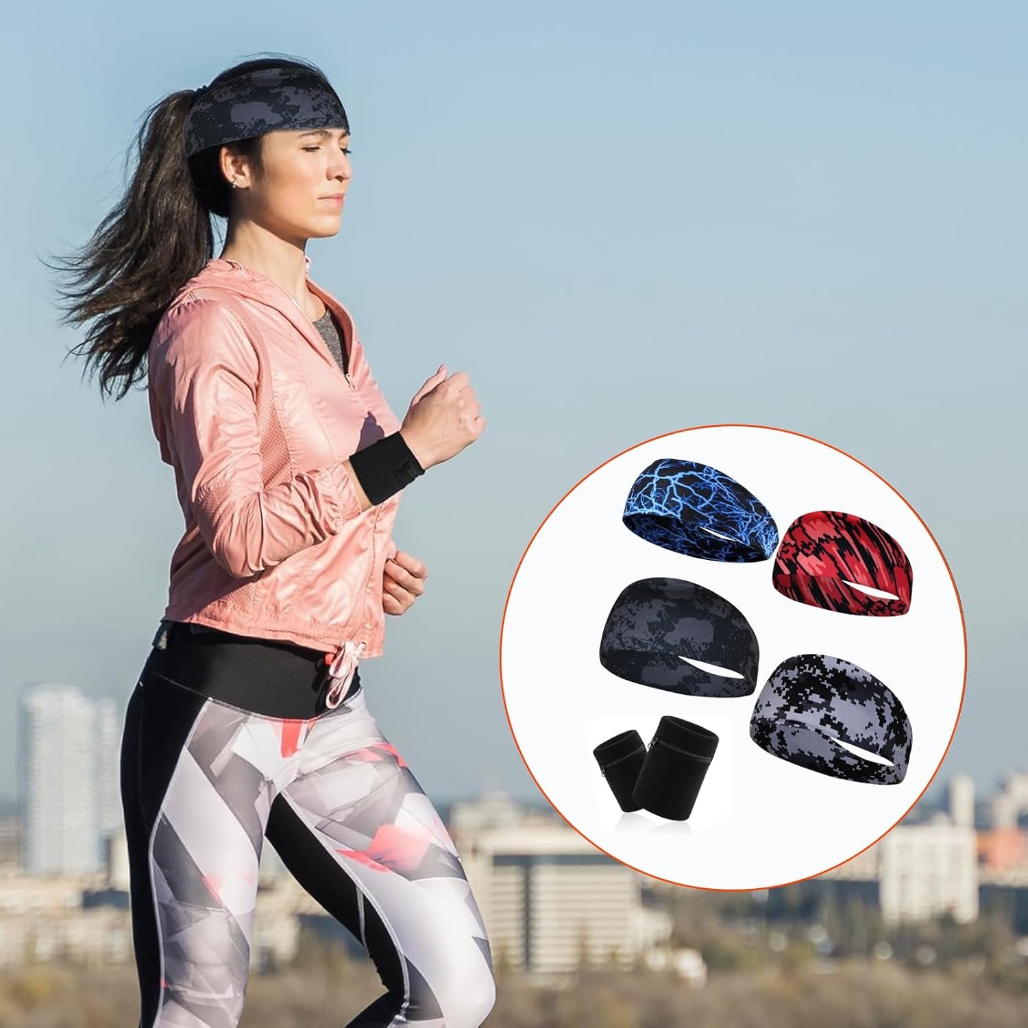 Pack of 6 Sweatbands, Unisex Sweatbands, Tennis, Fitness Sweatbands, Sports, Sweatband Children'S Wrist for Yoga, Running, Cycling, Basketball, Jogging, Fitness