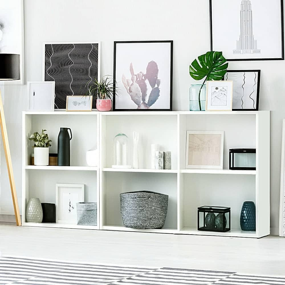 Bookshelf, Set of 3 Shelf Corner Shelves Display Bookcase Bookshelves Cube Storage Units Home Living Room Bedroom Office Furniture, Solid Particle Boards Adjustable Height White