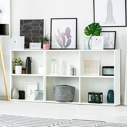 Bookshelf, Set of 3 Shelf Corner Shelves Display Bookcase Bookshelves Cube Storage Units Home Living Room Bedroom Office Furniture, Solid Particle Boards Adjustable Height White
