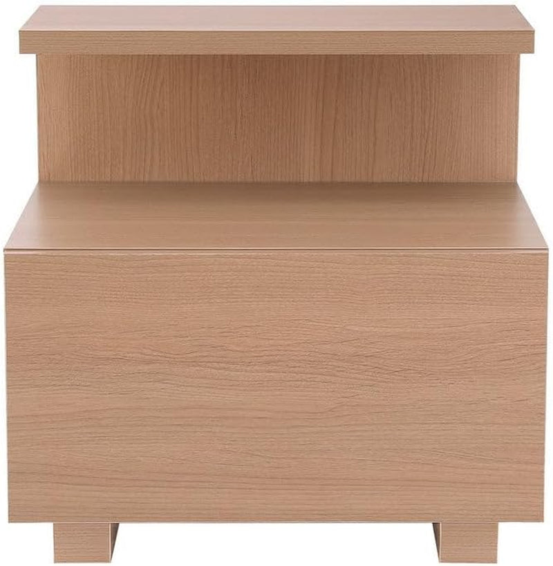 Bedside Table with Drawer, Wooden Bed Side Tables Storage Chest of Drawer Dresser Nightstand Stand Cabinet, Bedroom Living Room Home Furniture Organiser, with Open Shelf Pine