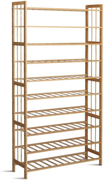 Shoe Rack, 10 Tier Bamboo Wooden Shoe Storage 50 Pairs Organiser, Free Standing Shoes Rack Organizer Space Saving Shoe Shelf for Closet Hallway Entryway