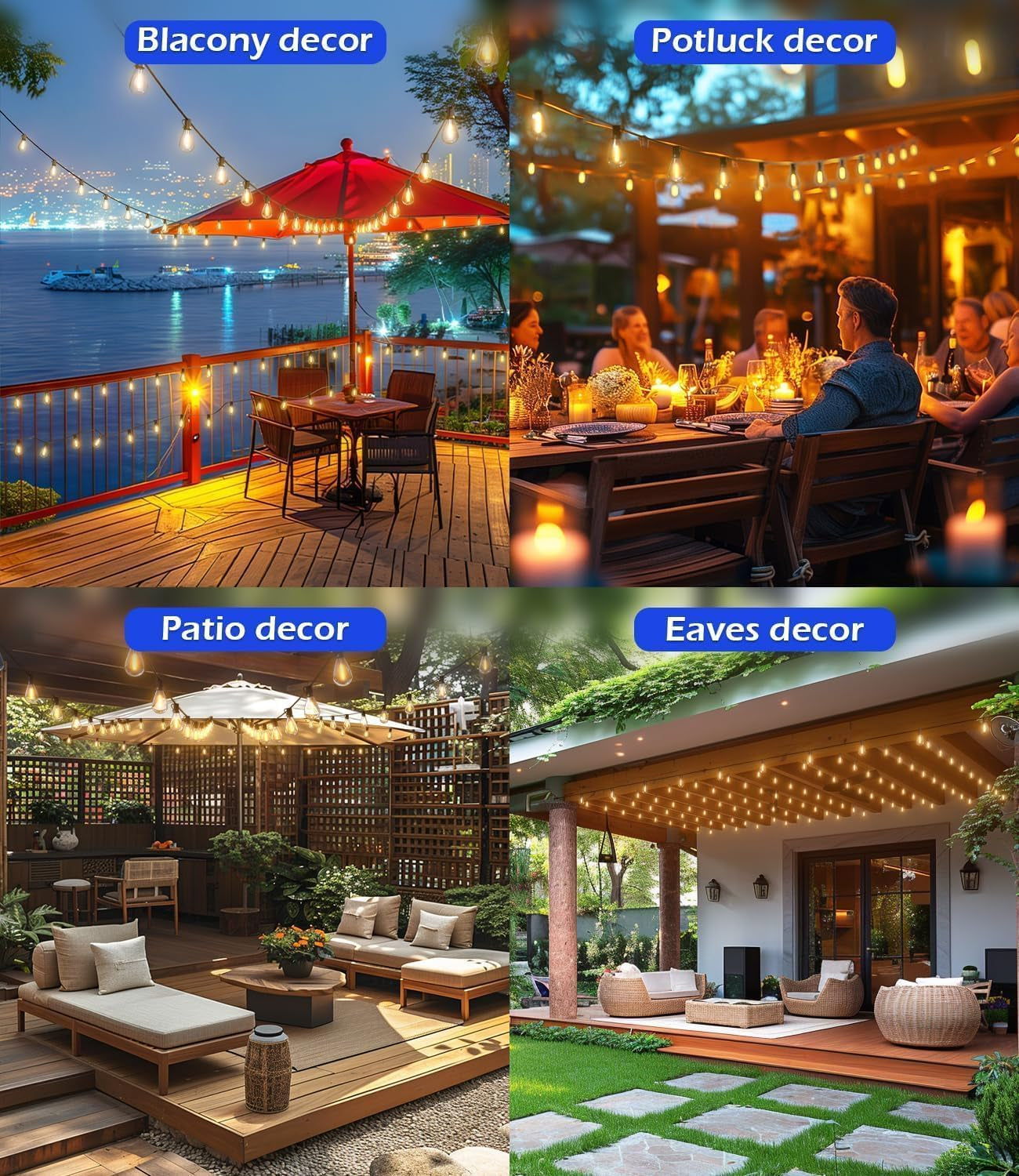 Festoon Lights Outdoor with Remote,Dimmable,Timing, 30M Waterproof &Shatterproof Outdoor String Lights 30+2 S11 LED Bulbs,3 Light Modes 2700K Fairy Light for Wedding,Party,Patio,Backyard