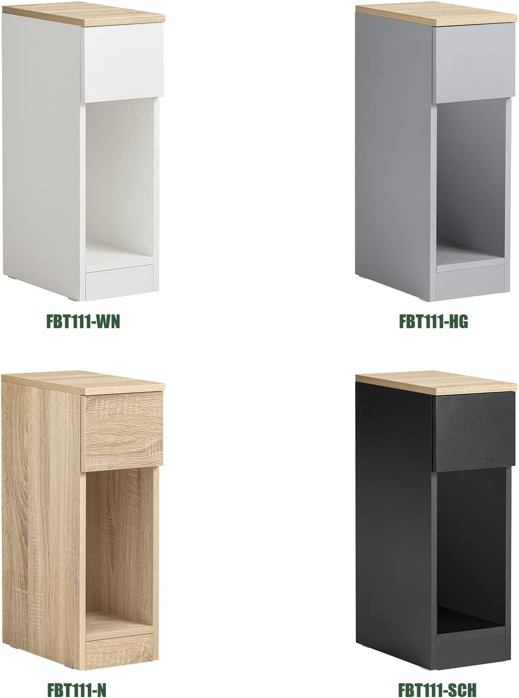 Living Room Furniture Nightstand End Sofa Table with Drawer, White & Natural FBT111-WN