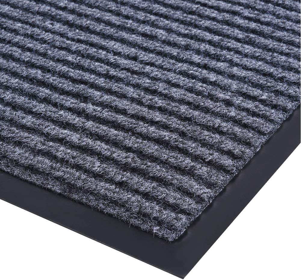 Outdoor Indoor Entrance Doormat, Grey Floor Mats with Shoe Scraper and Rubber Backing, All Weather Door Mats for High Traffic Areas, Durable and Easy to Clean (50Cm*80Cm)