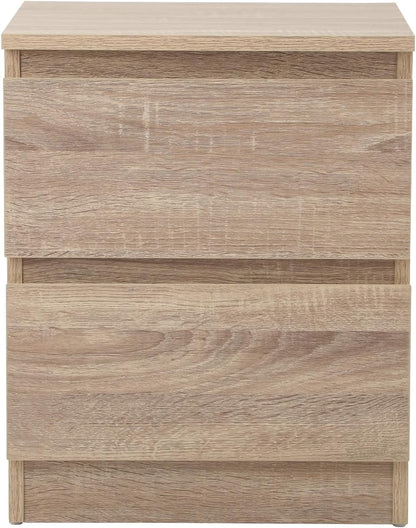 Modern Beige 2-Drawer Rectangular Nightstand Bedside Table, 40 Cm X 35.5 Cm X 49.5 Cm