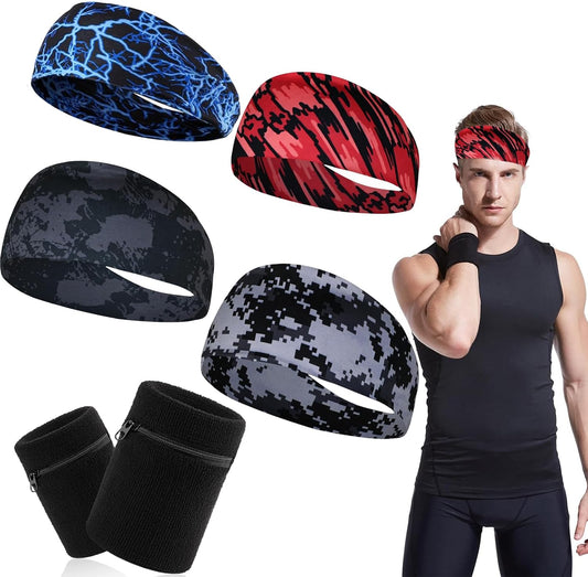 Pack of 6 Sweatbands, Unisex Sweatbands, Tennis, Fitness Sweatbands, Sports, Sweatband Children'S Wrist for Yoga, Running, Cycling, Basketball, Jogging, Fitness