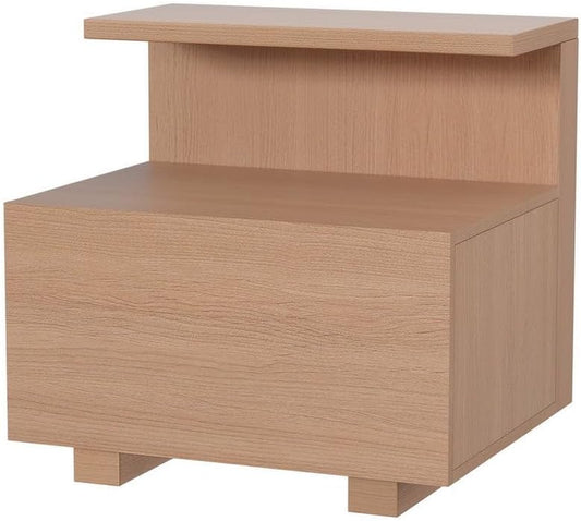 Bedside Table with Drawer, Wooden Bed Side Tables Storage Chest of Drawer Dresser Nightstand Stand Cabinet, Bedroom Living Room Home Furniture Organiser, with Open Shelf Pine