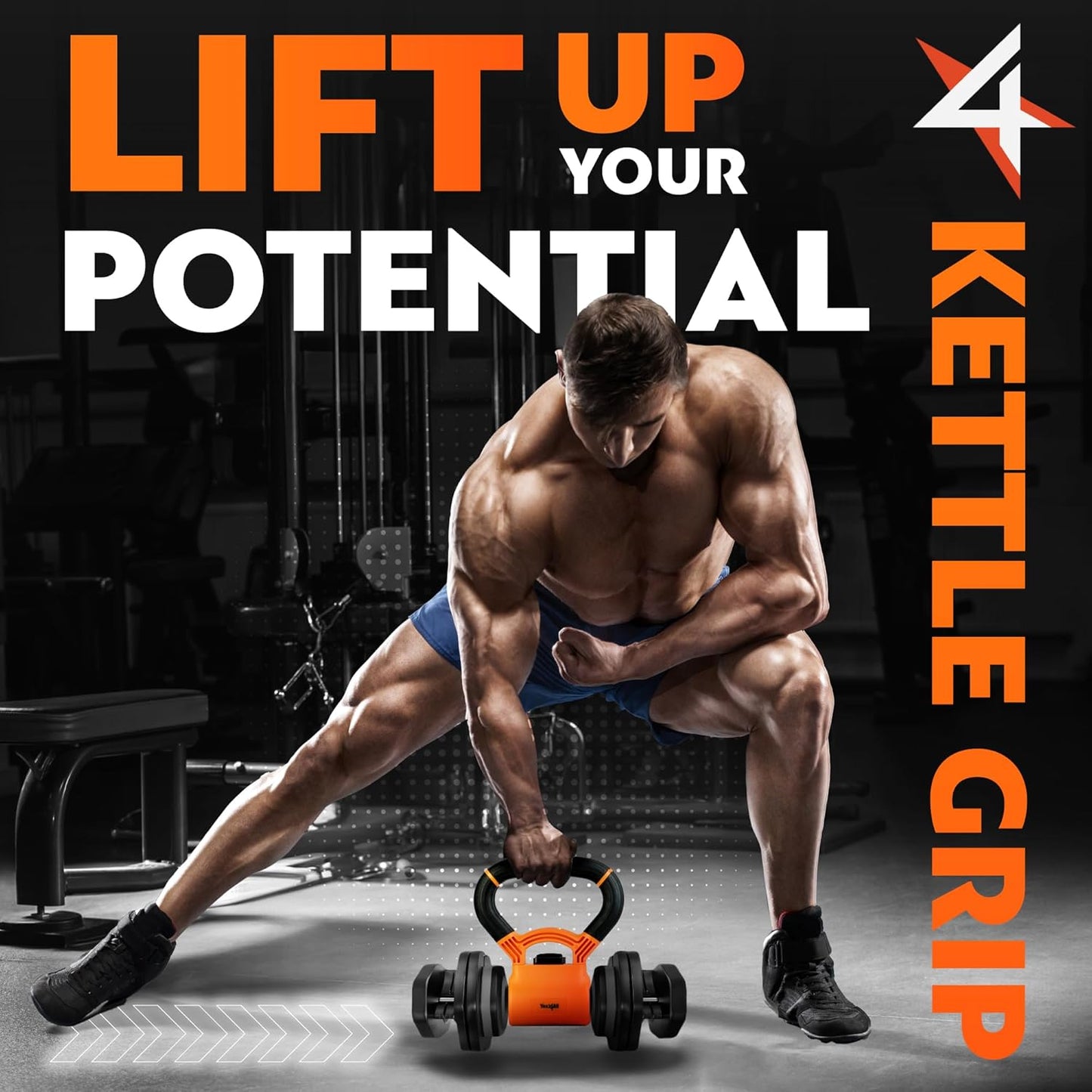 Kettlebells Grip, Dumbbell Grip Handle, Convert Dumbbells into Kettlebell for Home Gym, Kettlebell for Weights Plate