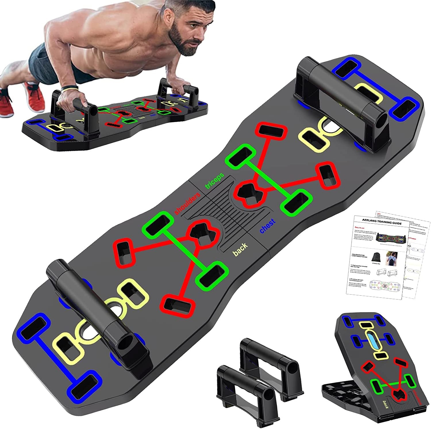 Push up Board, Portable Multi-Function Foldable 10 in 1 Push up Bar, Push up Handles for Floor,Professional Push up Strength Training Equipment