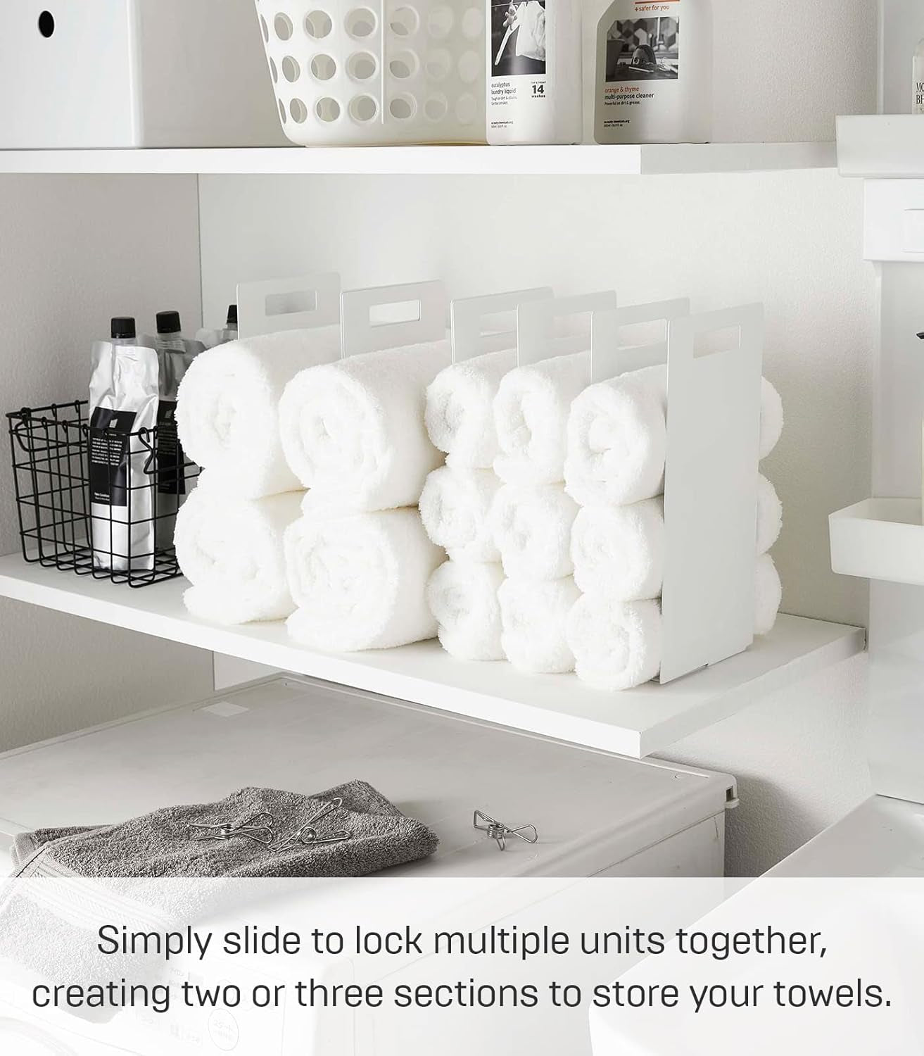Yamazaki Home Tower White Interlocking Towel Organizer (Set of 2)