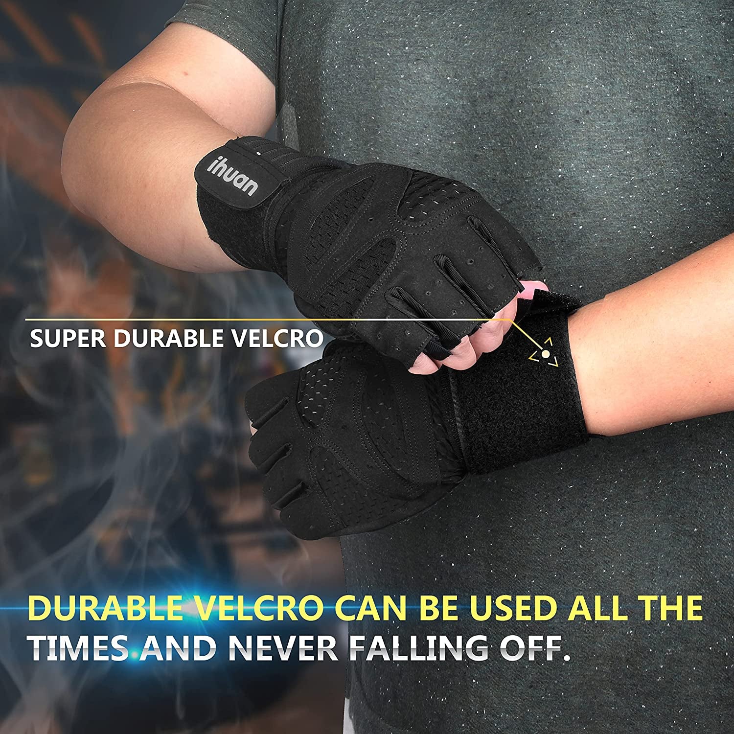 Updated Professional Ventilated Weight Lifting Gym Workout Gloves with Wrist Wrap Support for Men & Women, Full Palm Protection, for Weightlifting, Training, Fitness, Hanging, Pull Ups