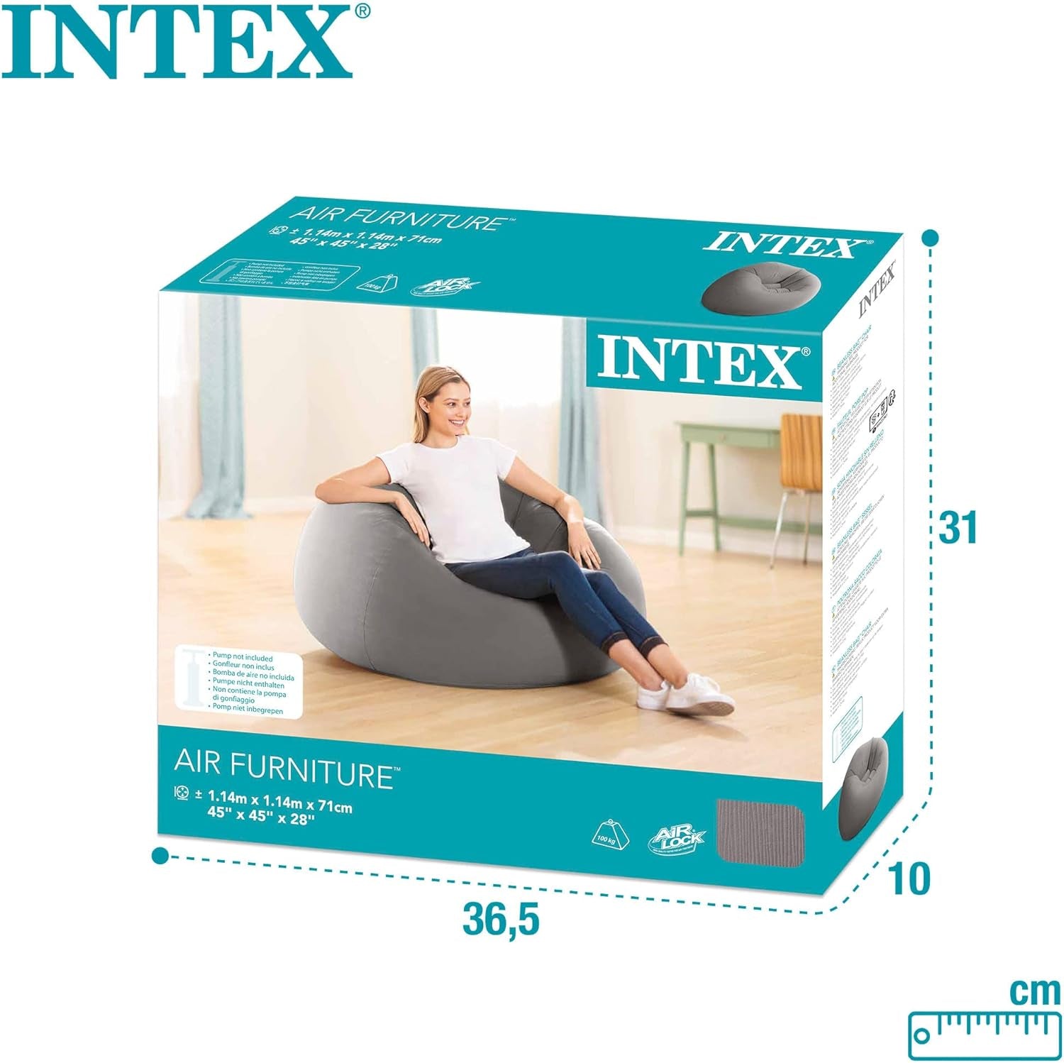 68579NP - Beanless Bag Chair, Size 1.14Mx1.14Mx71Cm