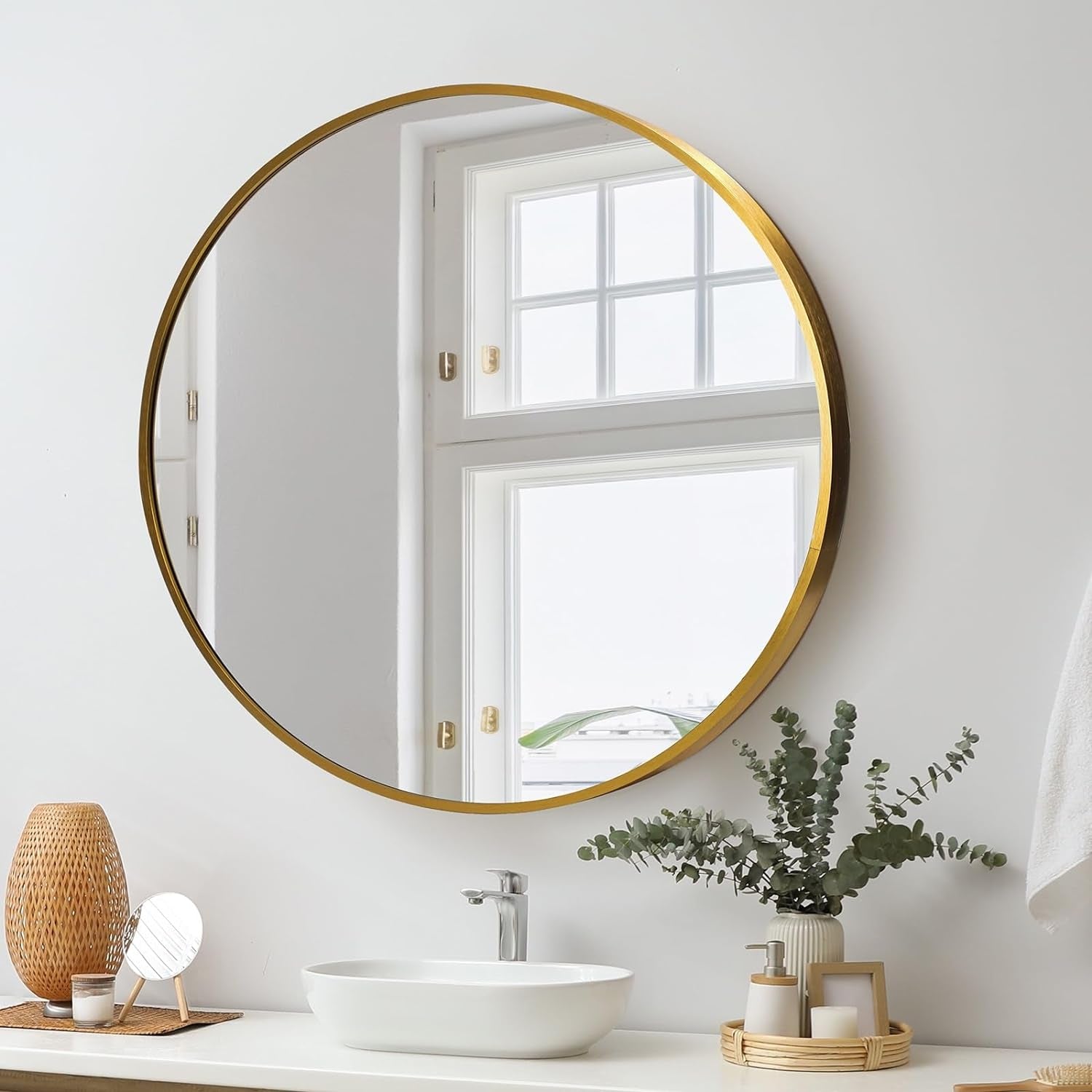 Wall Mirror 80Cm round Makeup Mirror Home Furniture Gold