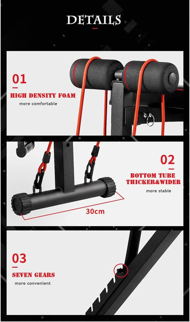 Adjustable Weight Abdominal Bench Sit-Up Back Support Fitness Flat Gym Exercise Dumbbell