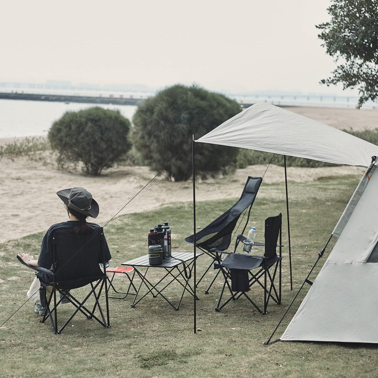 Folding Camping Chairs- Lightweight, Portable Chair for Beach, Lawn, Outdoor Sports, Black