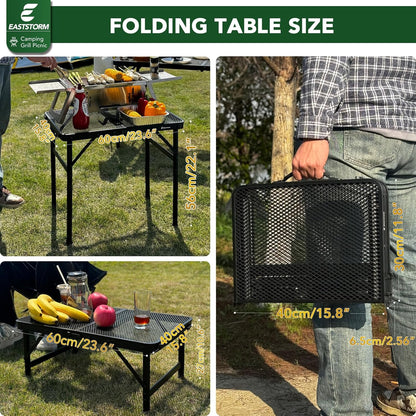 Grill Camping Table Outdoor Folding Picnic - Portable, Compact & Foldable for Easy Storage Great Picnic, Garden, Patio, Dining, BBQ, Party, Market Small Size, Black, (AM0915B1)