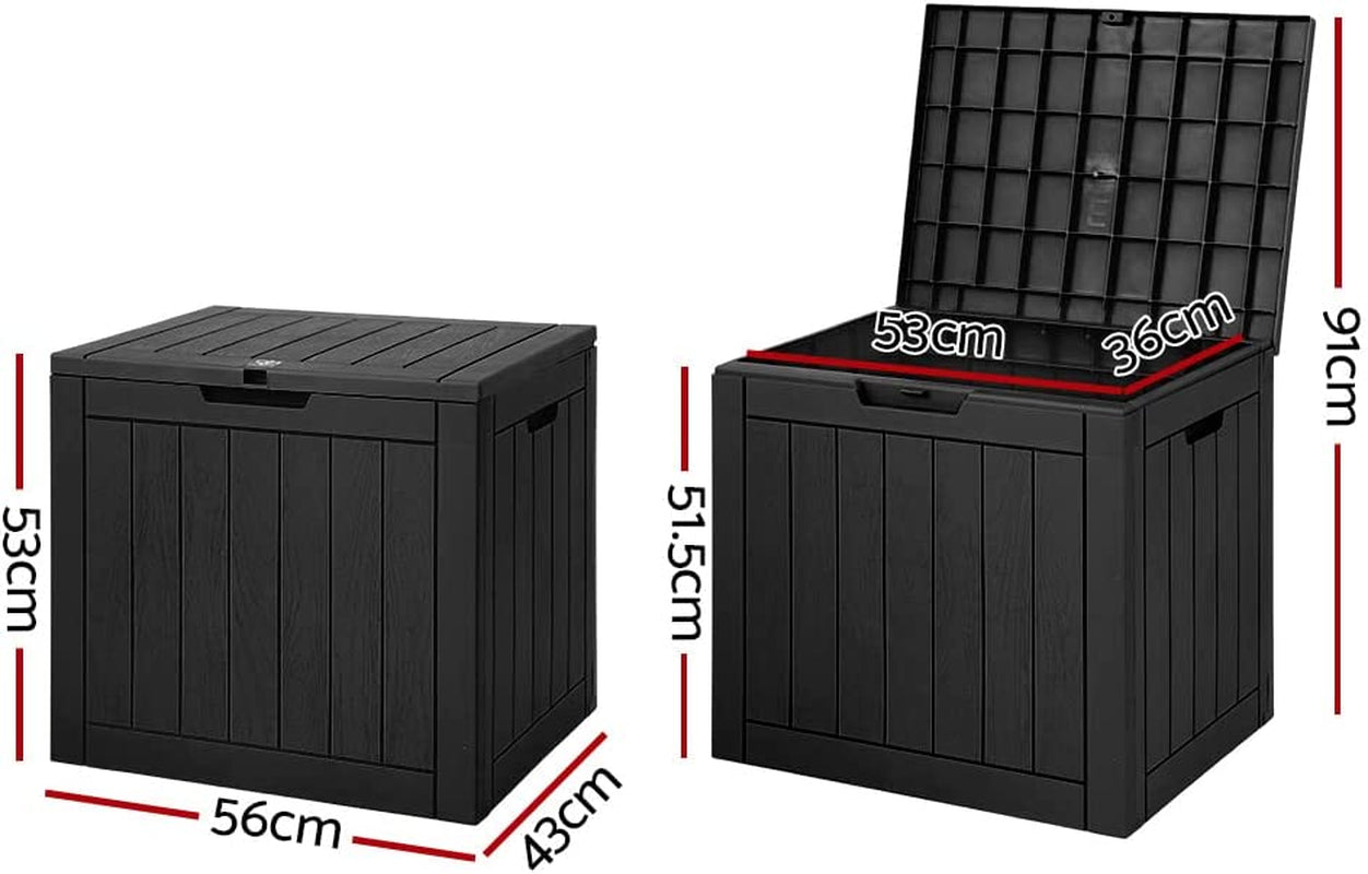 Gardeon Indoor/Outdoor Storage Box 118L with Lockable Lid for Patio Cushions, Pool Accessories, Toys, Gardening Tools, Sports Equipment, Waterproof and UV Resistant Resin, Black