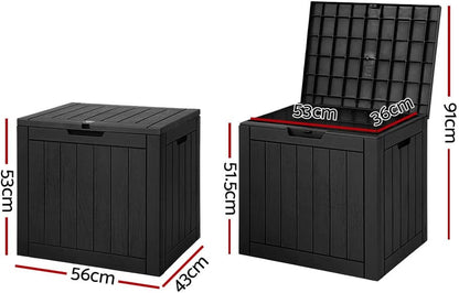 Gardeon Indoor/Outdoor Storage Box 118L with Lockable Lid for Patio Cushions, Pool Accessories, Toys, Gardening Tools, Sports Equipment, Waterproof and UV Resistant Resin, Black