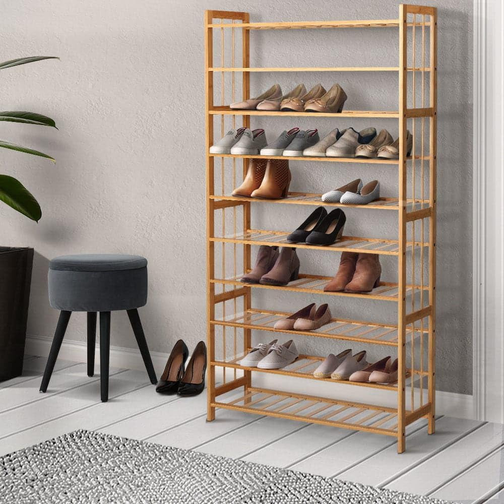 Shoe Rack, 10 Tier Bamboo Wooden Shoe Storage 50 Pairs Organiser, Free Standing Shoes Rack Organizer Space Saving Shoe Shelf for Closet Hallway Entryway
