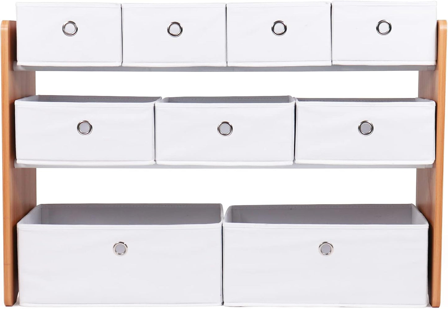 Toy Storage Shelf, Kids, Natural/White, 9 Storage Boxes Included