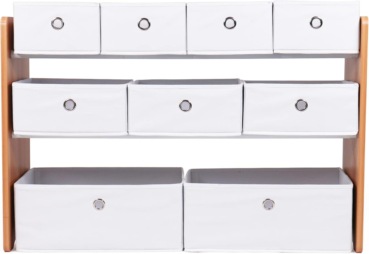 Toy Storage Shelf, Kids, Natural/White, 9 Storage Boxes Included