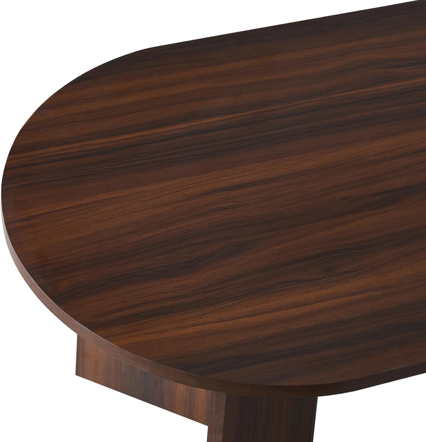 Oval Coffee Table Sofa End Table - Walnut Timber Finish Side Cafe Desk Living Room Accent Table Small Space Furniture Easy Assembly