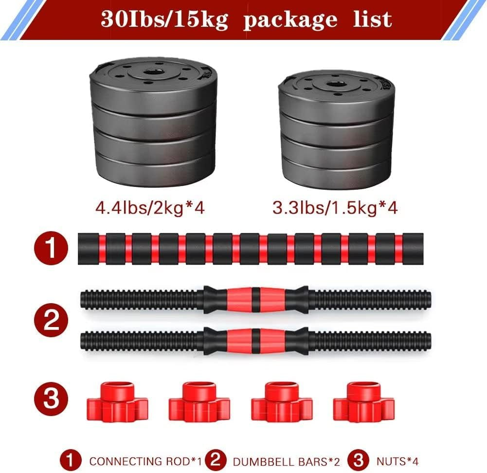 Dumbbells Set, Dumbbells Adjustable, 2-Piece Plastic Dumbbell Set, Short Long Dumbbell, Adjustable Dumbbell Bars, Dumbbell Set, Weights for Aerobics, Fitness, Gym, Training