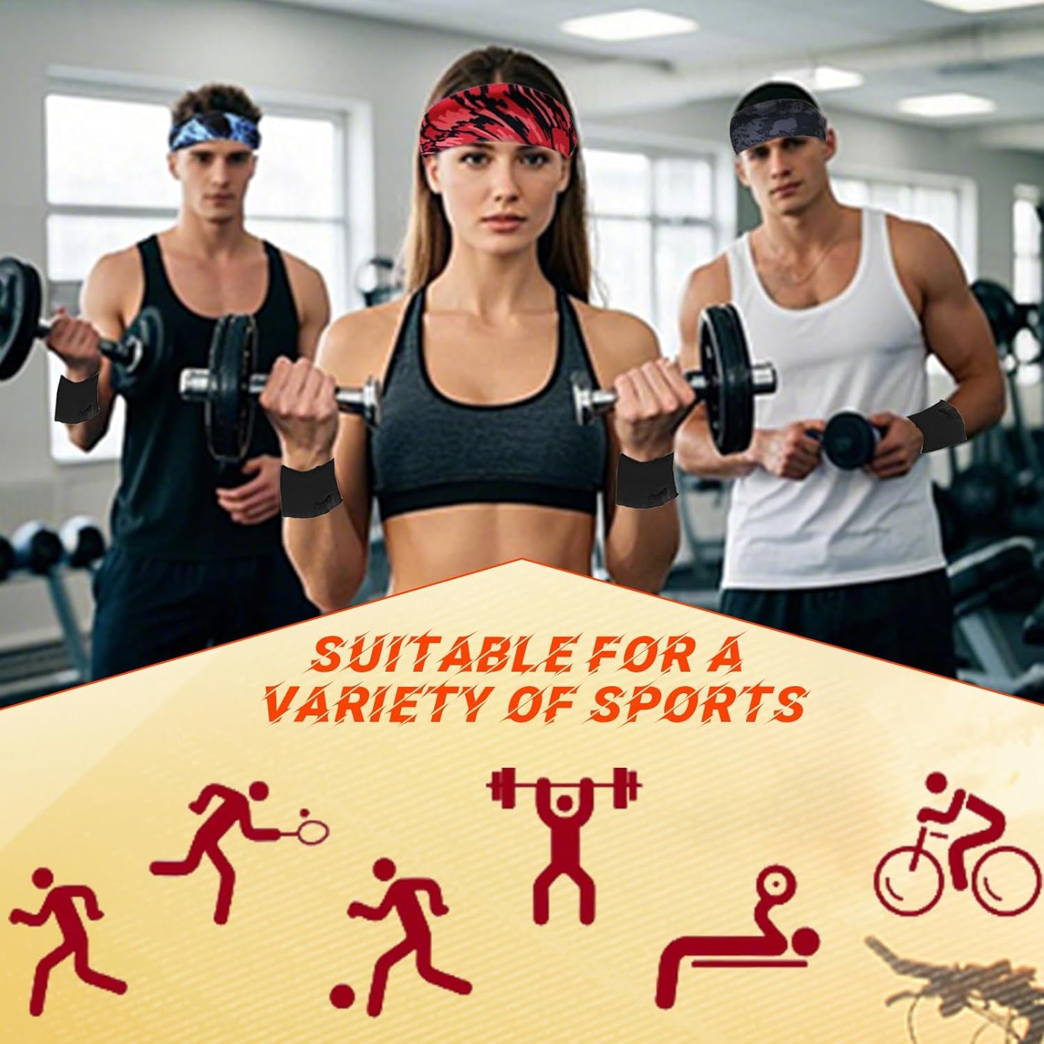 Pack of 6 Sweatbands, Unisex Sweatbands, Tennis, Fitness Sweatbands, Sports, Sweatband Children'S Wrist for Yoga, Running, Cycling, Basketball, Jogging, Fitness