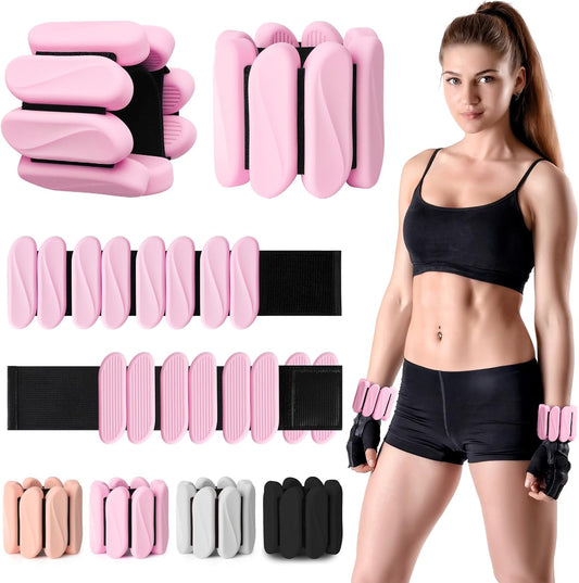 Wrist Weights, 2Pack Wearable Wrist Ankle Weights for Women & Men, Adjustable Arm and Leg Weights, Silicone Weighted Bangles for Walking Yoga Pilates Running Dance Gym 2Lb