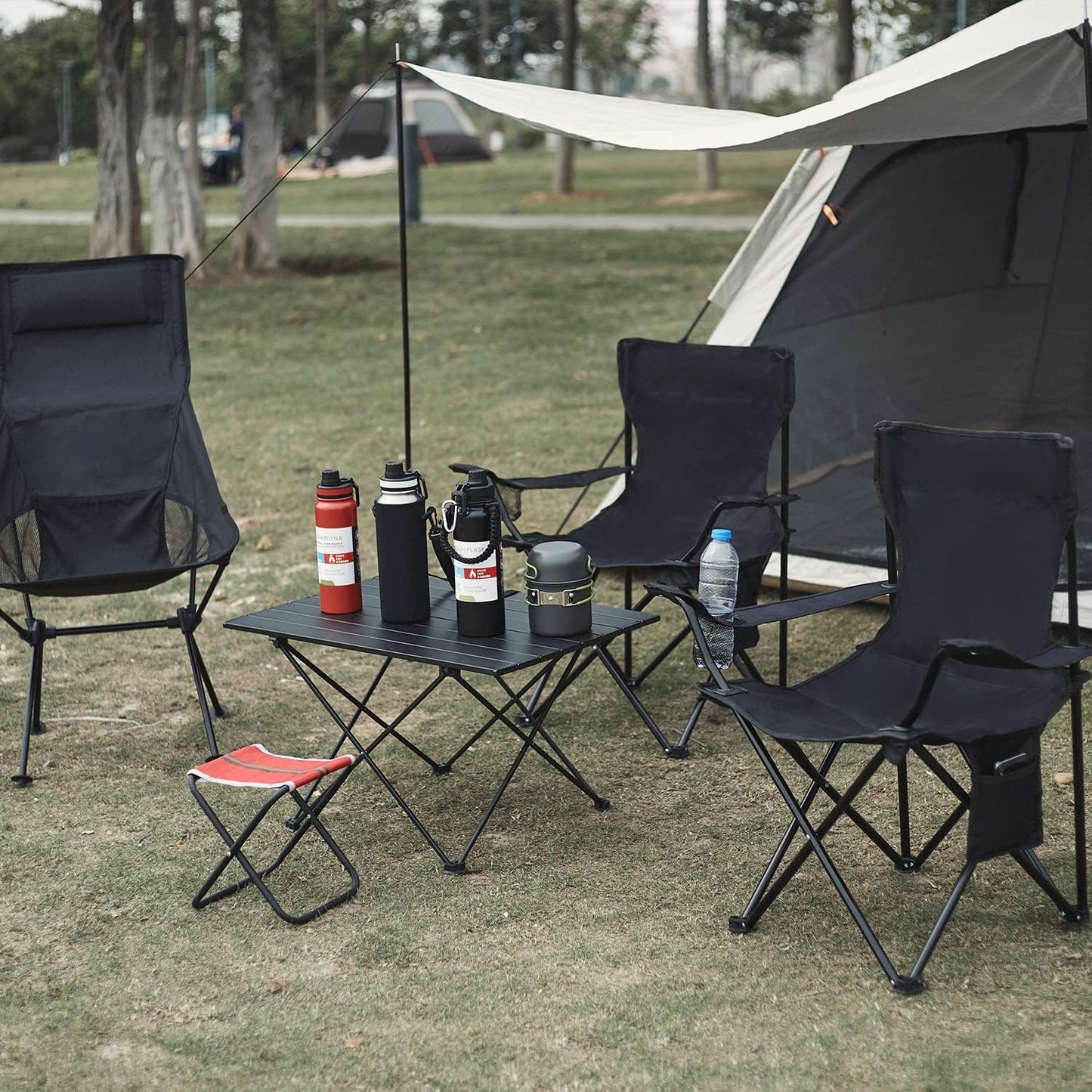 Folding Camping Chairs- Lightweight, Portable Chair for Beach, Lawn, Outdoor Sports, Black