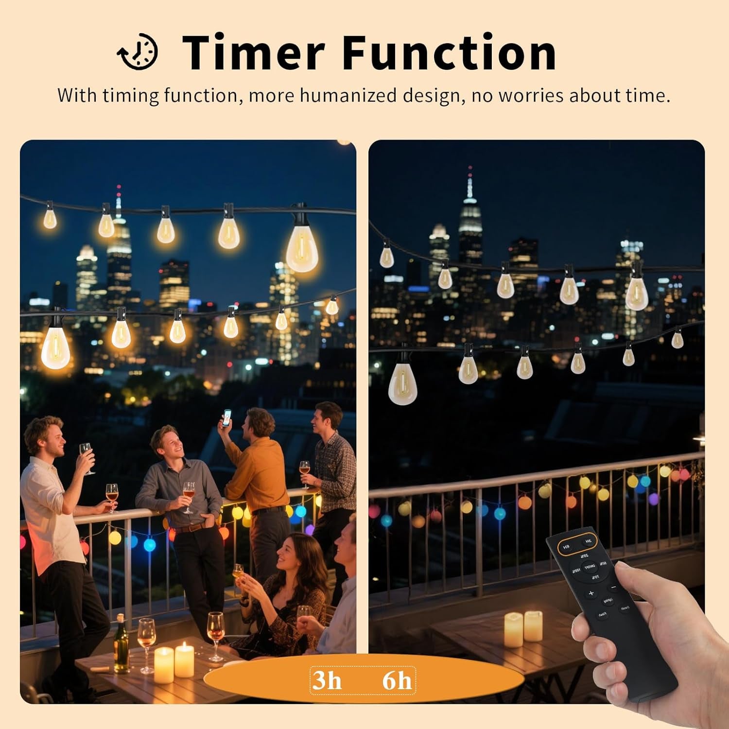 Festoon Lights Outdoor with Remote,Dimmable,Timing, 30M Waterproof &Shatterproof Outdoor String Lights 30+2 S11 LED Bulbs,3 Light Modes 2700K Fairy Light for Wedding,Party,Patio,Backyard