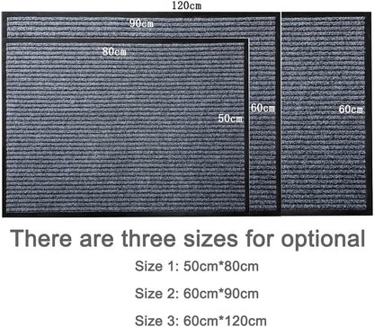 Outdoor Indoor Entrance Doormat, Grey Floor Mats with Shoe Scraper and Rubber Backing, All Weather Door Mats for High Traffic Areas, Durable and Easy to Clean (50Cm*80Cm)
