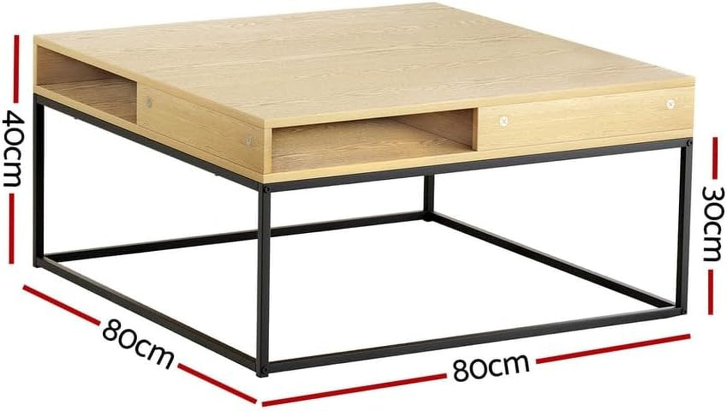 Coffee Table, Wooden Side Tables Storage Home Furniture Living Room, Metal Frame Rectangular End Display Shelf Particle Board Tabletop Modern Style