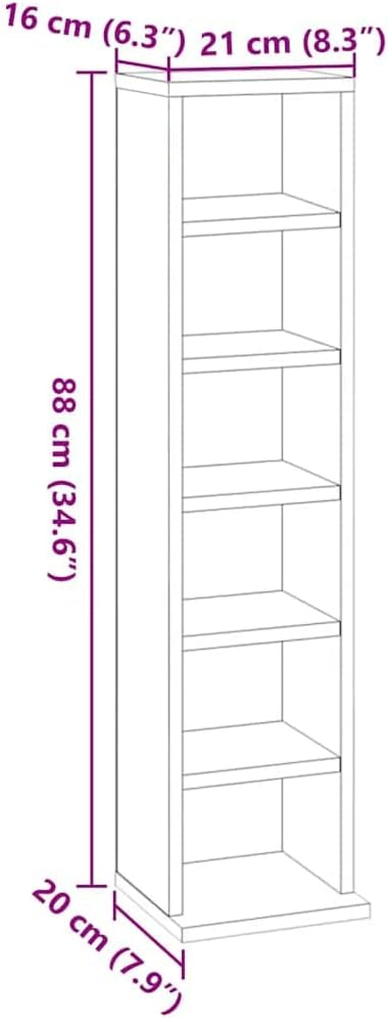 CD Cabinet - Engineered Wood Storage Unit with Open Compartments - Ideal as Office Filing Cabinet or Bedroom Cabinet - White