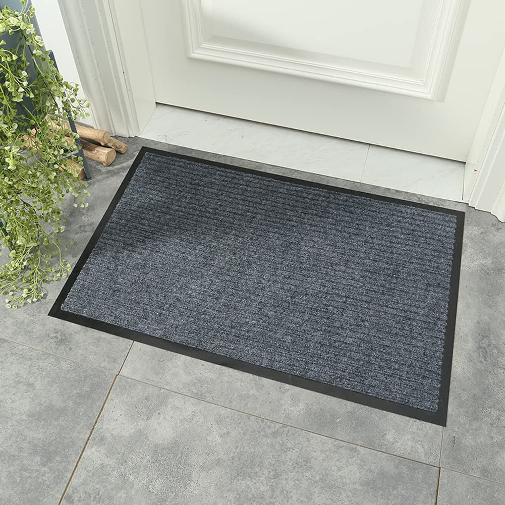 Outdoor Indoor Entrance Doormat, Grey Floor Mats with Shoe Scraper and Rubber Backing, All Weather Door Mats for High Traffic Areas, Durable and Easy to Clean (50Cm*80Cm)