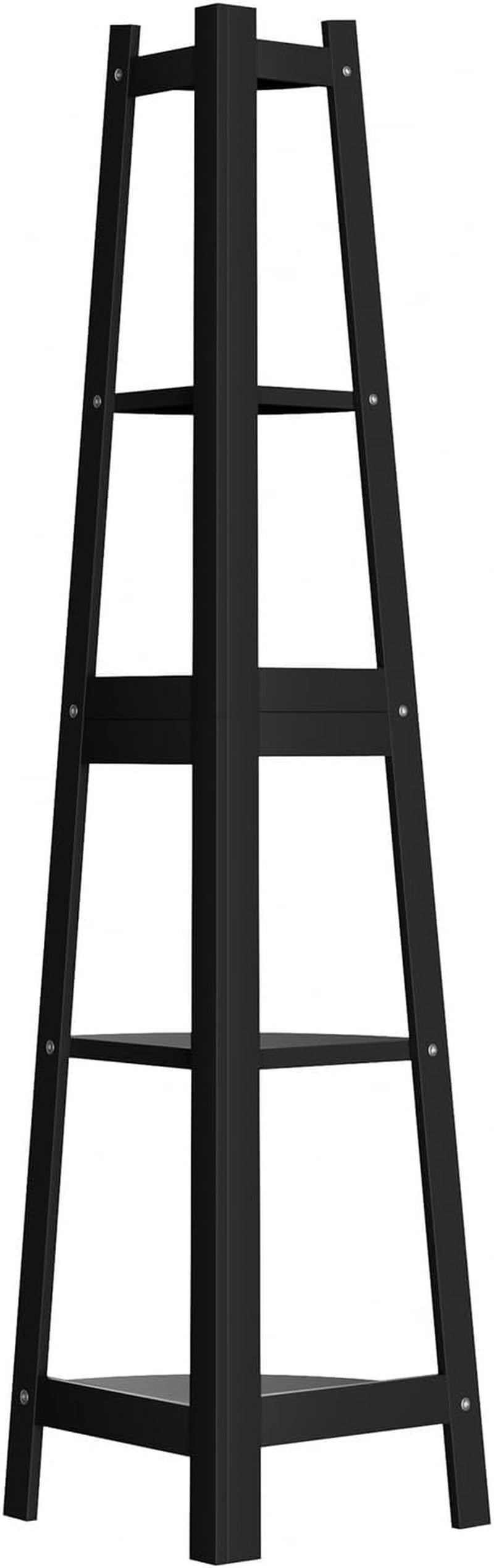 Ladder Shelf 5 Tier Corner Bookshelf Home Book Shelf Display Stand Shelf Black