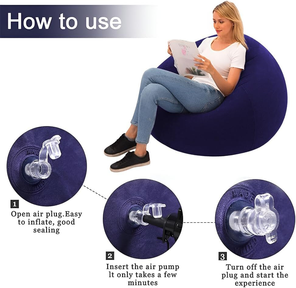 Inflatable Sofa with Air Pump, Inflatable Lounge Chair, Air Couch Footrest, Lazy Necessity Furniture, Gaming Reading
